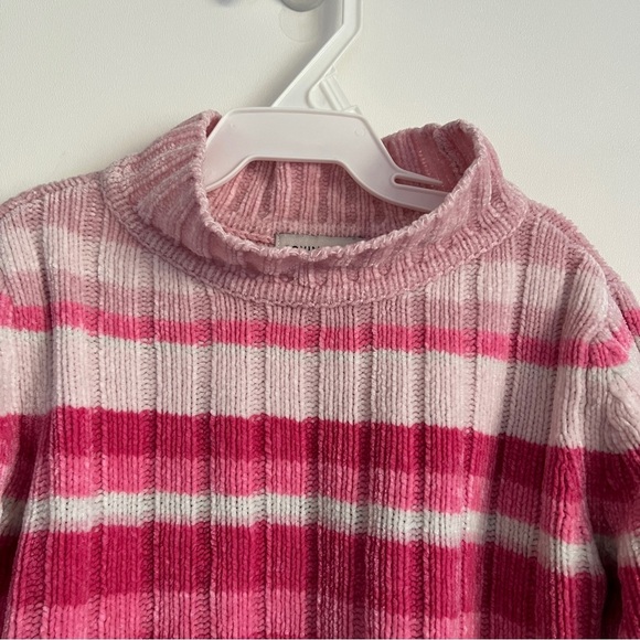 Vintage Covington Kids Chenille Striped Pink Mock Turtle Neck Sweater-Size 3T - Picture 4 of 6